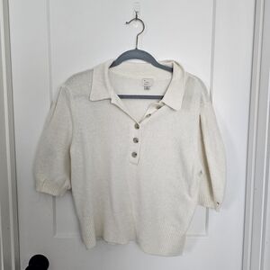 Target Cream Short-Sleeve Knit Polo Sweater